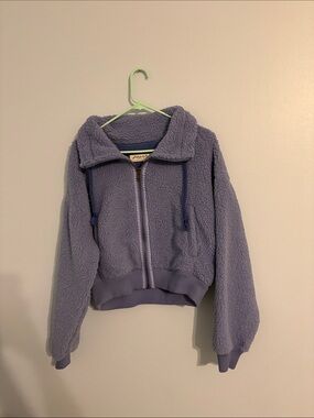 Free People Lavender Sherpa Zip Hoodie